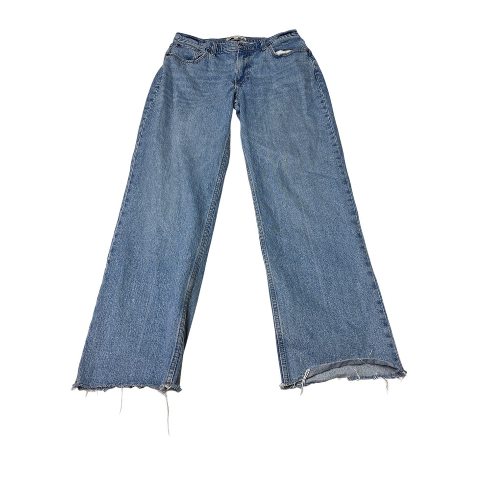 Abercrombie & Fitch Curve Love The Baggy Low Rise Jeans Blue 28 6R W32 L30 Raw